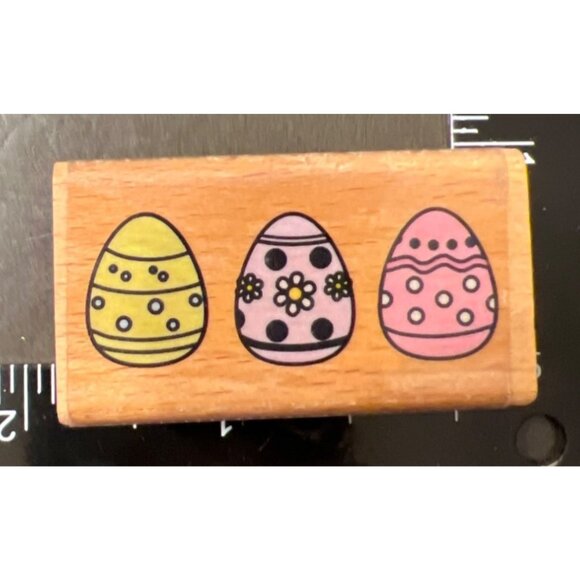 New Tripple Easter Egg Wood Mounted Rubber Stamp by Alison Wong for Studio G - Picture 1 of 4